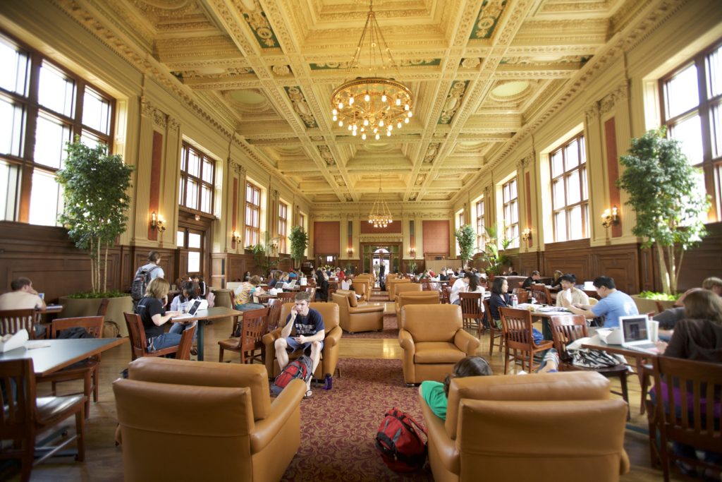 Students in Holmes Lounge